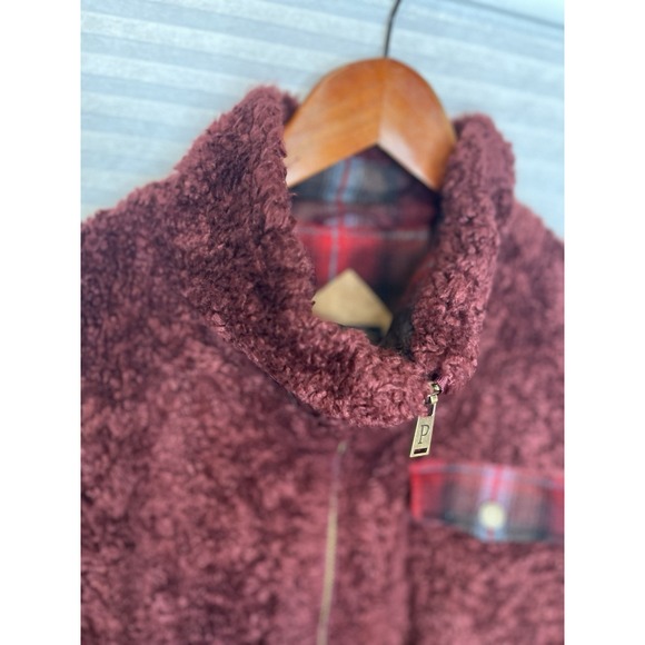 Pendleton Sherpa Fleece Jacket Womens XL Burgundy Maroon Full Zip Oversized Warm - Picture 4 of 14